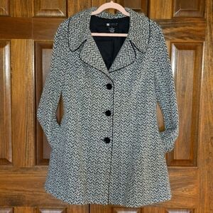 Carole Little Black and White Herringbone Blazer